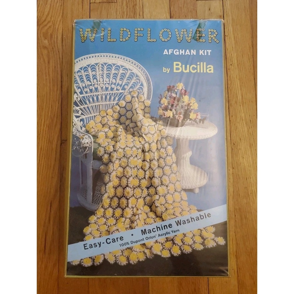 Vintage Bucilla Wildflower Afghan Kit 7810 Buttercup Orlon Acrylic Flower READ